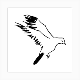 Pigeon Flight Bird Nature Sumi E Black Ink Oriental Art Print