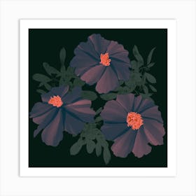 Three Blue Flowers Art Print