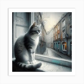 Cat In The Window 3 Art Print