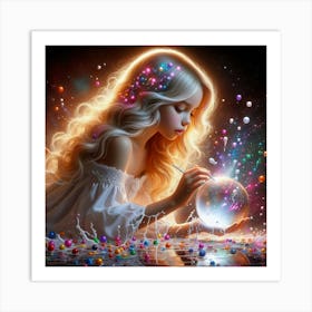 Girl With A Crystal Ball 1 Art Print