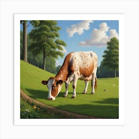 Cow Grazing Art Print