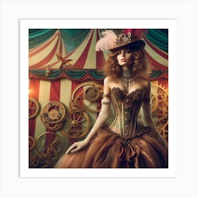 Steampunk Woman In A Corset Art Print