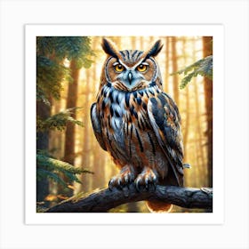 Owl In The Forest 209 Art Print