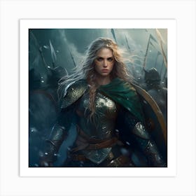 Warrior Woman In Armor Art Print