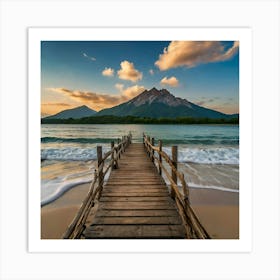 Pier To The Beach Art Print