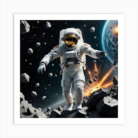 In the Shadow of Giants: An Astronaut Among Planets Art Print