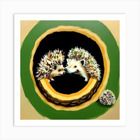 Hedgehogs Huddle Art Print