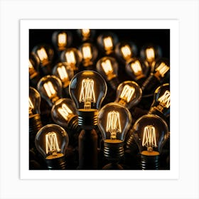 Stock Photography Illuminated Bulb Among Many Concept Of Inno 3(1) Art Print