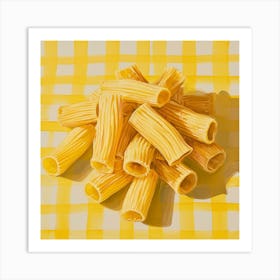 Rigatoni Pasta Yellow Checkerboard 2 Art Print