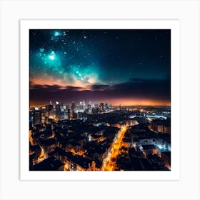 Night Sky Over City 11 Art Print