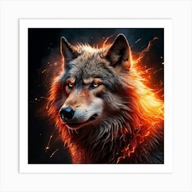 Firefly Majestic Wolf Surrounded By Fiery And Electric Sparks 35978 Art Print