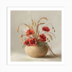 Poppies In A Vase 2 Art Print