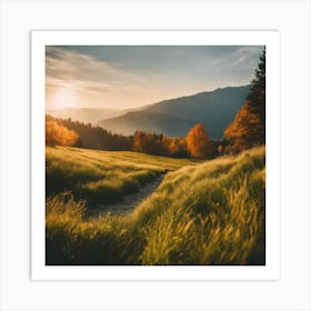 Sunset In The Mountains 4 Art Print