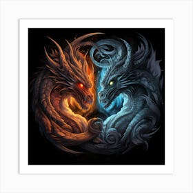 Dragon Yin Yang Art Print