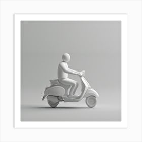 Man Riding A Scooter Art Print