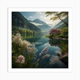 Flowers In A Lake Art Print