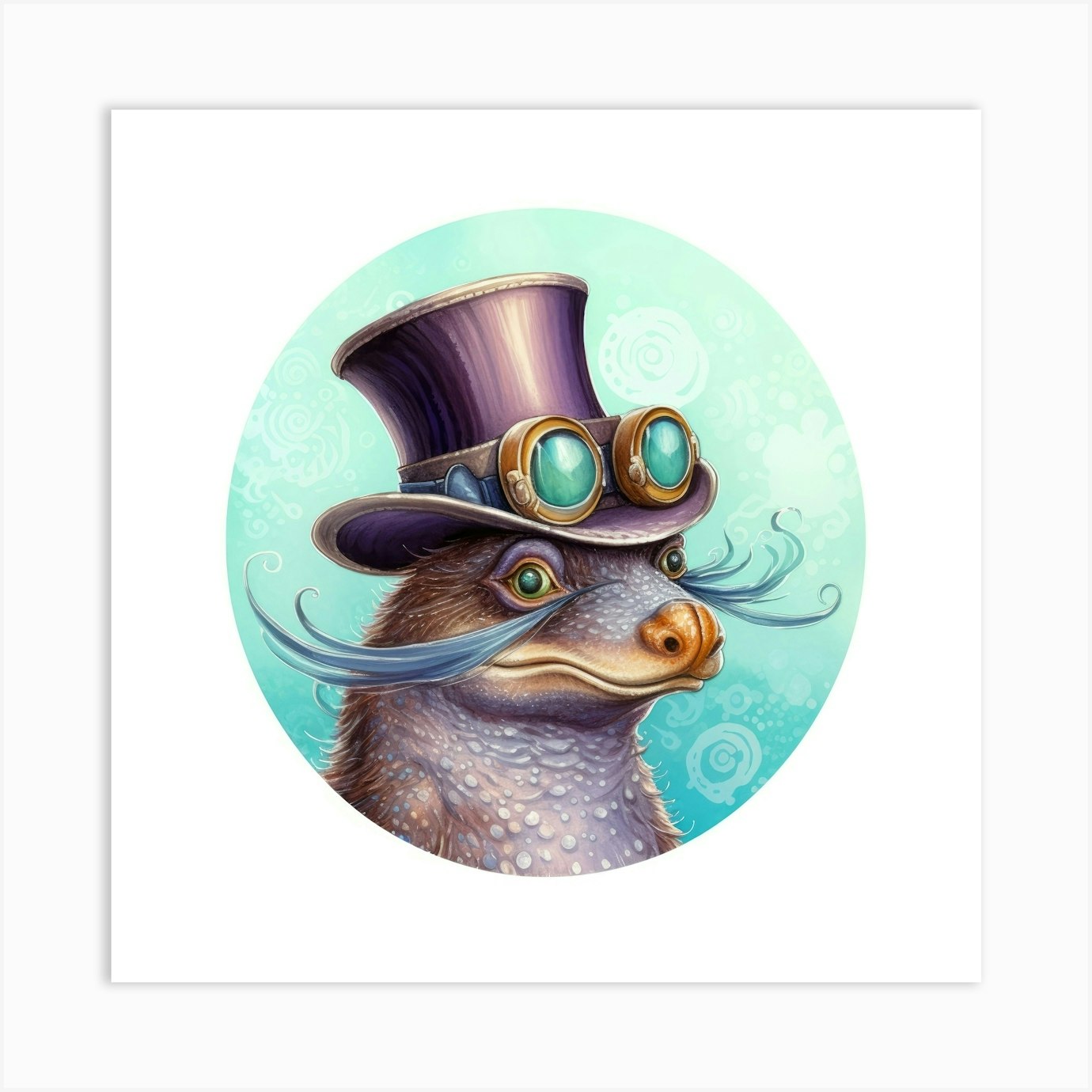 Steampunk Otter Art Print by Aloke Design