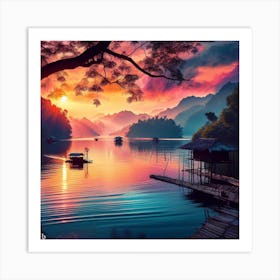 Natural Serene Sunset Haven Art Print