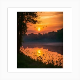 Sunrise Over The River 1 Art Print