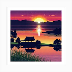 Sunset Over Lake 33 Art Print