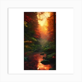 Sunset In The Forest 1 Art Print