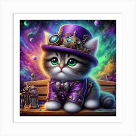 Steampunk Kitten Art Print