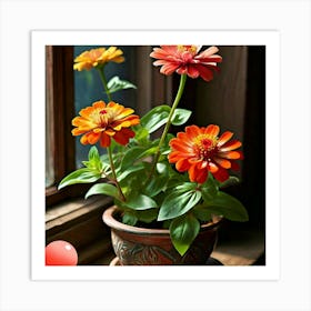 Zinnias Art Print