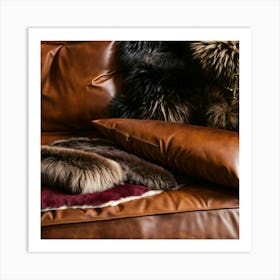 Leather And Fur On A Talbe Art Print