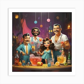 Night At The Bar paintings Art Print