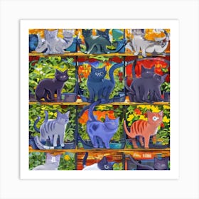 Cats In Pots Art Print