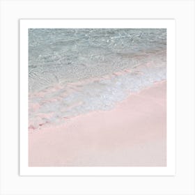 Pink Beach In Greece Square Art Print