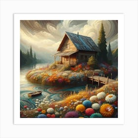 Abstract Cabin By The Lake 3 001 001 Copy Art Print