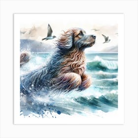 Dog In Motion, Dog Watercolour Art Print 4 Art Print