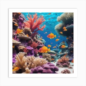 Photo Multi Colored Fish Swimming In A Vibrant Coral Reef Generative 3 Art Print