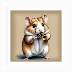 Hamster Playing A Trumpet 5 Art Print