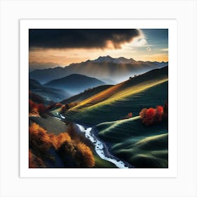 Sunset In The Mountains 91 Art Print