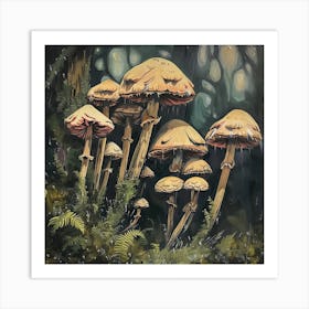 Mushrooms Fairycore Painting 3 Art Print