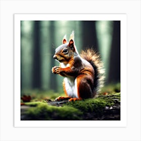 Red Squirrel In The Forest 35 Art Print