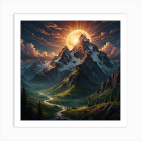 Full Moon In The Mountains 3 Art Print