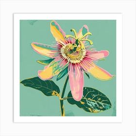 Passionflower Square Flower Illustration Art Print
