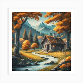 A peaceful, lively autumn landscape 2 Art Print