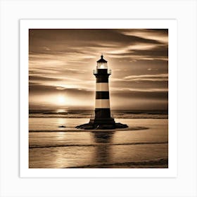 Lighthouse At Sunset 34 Art Print