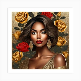 Gold Roses Art Print