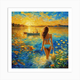 Sunset At The Beach Art Print