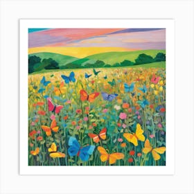 Butterflies in a Wildflower Meadow  Series.3 Art Print