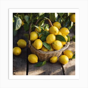 Lemons In A Basket 1 Art Print