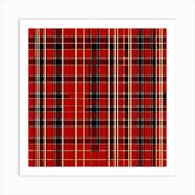 Red Tartan Fabric pattern Art Print