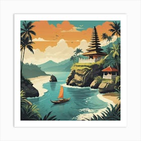 Retro Vintage Poster Travel Bali Indonesia Art Print