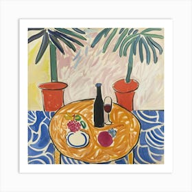 Wine With Friends Matisse Style 3 Art Print