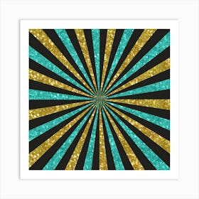 Gold Glitter Sunburst Background 08 Art Print